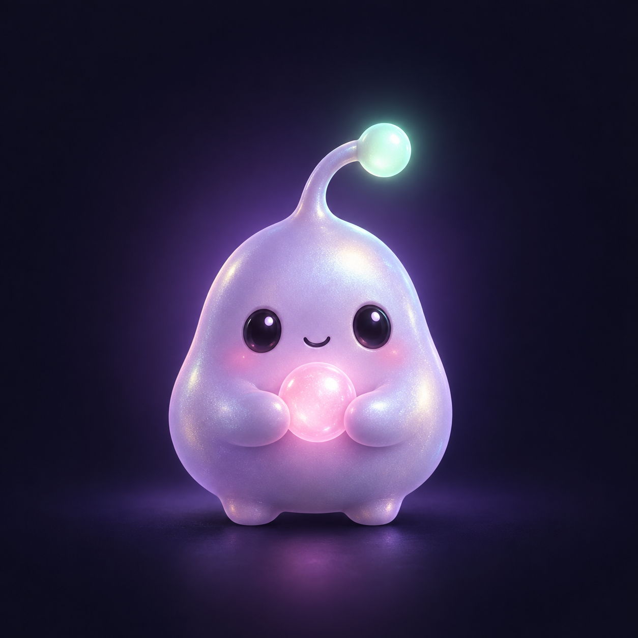 Mascota de Nerklon, una pequeña criatura digital lila